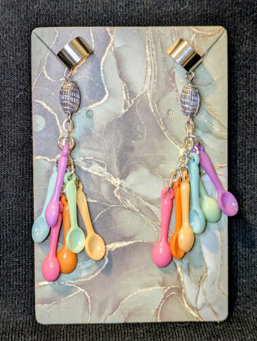 Handmade Rainbow Pride Spoonie Dangle Ear Cuffs
